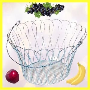Blue Metallic Wire Fruit Basket